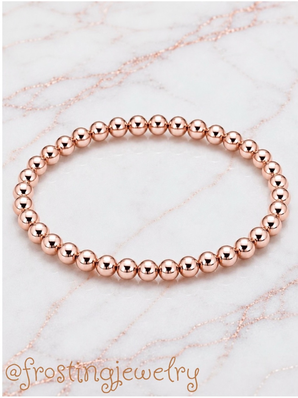 Classic 14K Rose Gold Filled 6mm Beaded Bracelet 7”